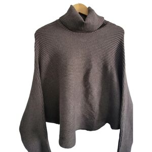 Mystree Blush Gray Ribbed Knit Shrug Cowl Neck Sweater Size Large New with Tags